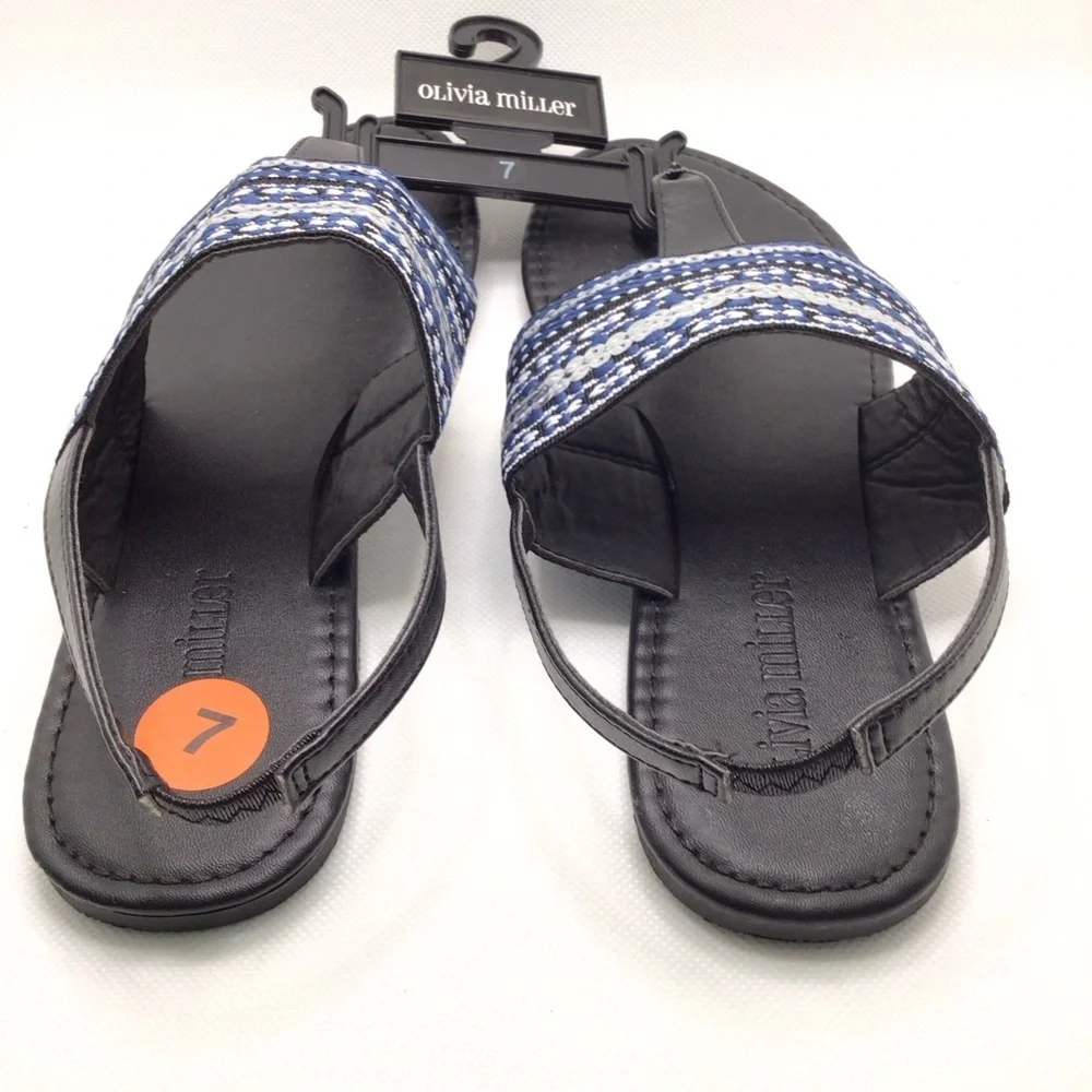 NWOB Olivia Miller Womens Blue Sequin Thong Slingback Sandal Size 7